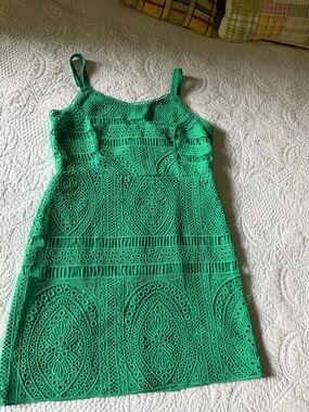 Versona Green Crochet Mini Dress